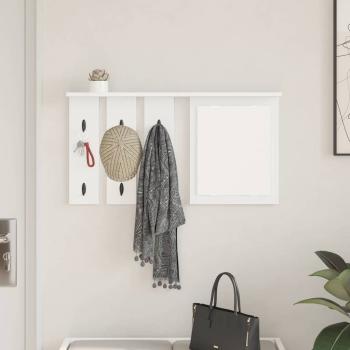 Wandmontierter Kleiderständer mit Regal Wandmontiert mit Spiegel Weiß 85 x 10 x 45 cm