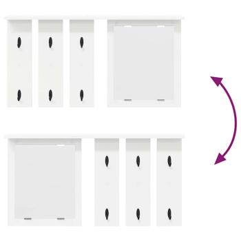 Wandmontierter Kleiderständer mit Regal Wandmontiert mit Spiegel Weiß 85 x 10 x 45 cm