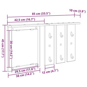 Wandmontierter Kleiderständer mit Regal Altholz 85 x 10 x 45 cm