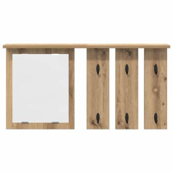 Wandmontierter Kleiderständer mit Regal Wandmontiert mit Spiegel Eiche handwerklich