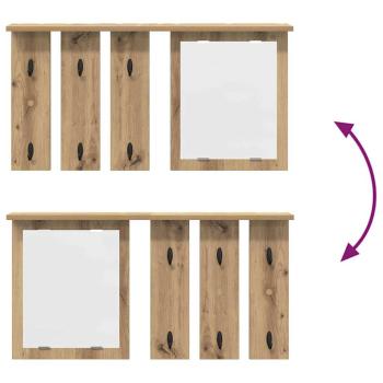 Wandmontierter Kleiderständer mit Regal Wandmontiert mit Spiegel Eiche handwerklich