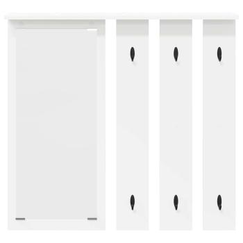 Wandmontierter Kleiderständer mit Regal Wandmontiert mit Spiegel Weiß 84 x 10 x 80 cm