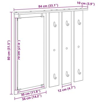 Wandmontierter Kleiderständer Sonoma Eiche 84 x 10 x 80 cm