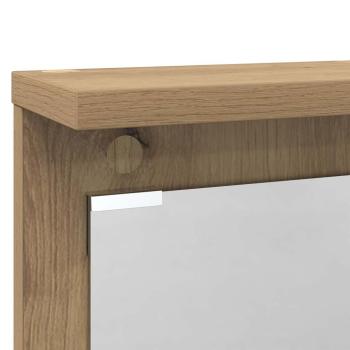 Wandmontierter Kleiderständer mit Regal Wandmontiert mit Spiegel Eiche handwerklich