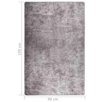 Teppich Waschbar 80x150 cm Grau Rutschfest