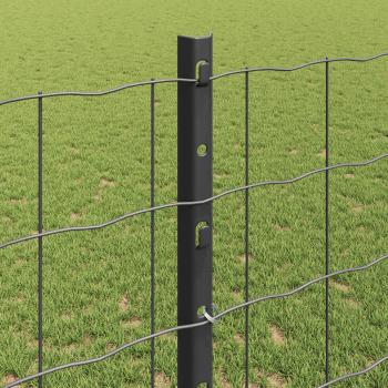 Zaun mit Pfosten Grau 1.2 x 25 m Pulverbeschichteter Stahl