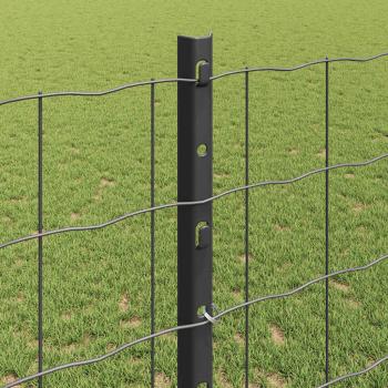 Zaun mit Pfosten Grau 1.2 x 25 m Pulverbeschichteter Stahl