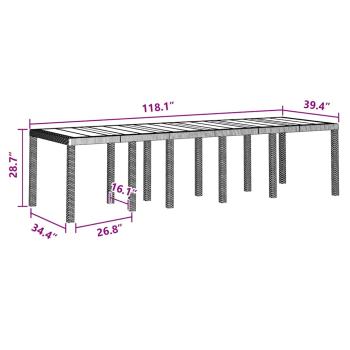 Garten Essgruppe 13 pcs Braun 300 x 100 x 73 cm Poly Rattan