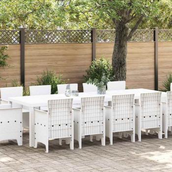 ARDEBO.de - Garten Essgruppe 13 pcs Weiß 300 x 100 x 73 cm Poly Rattan