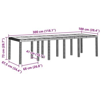 Garten Essgruppe 13 pcs Hellgrau 300 x 100 x 73 cm Poly Rattan