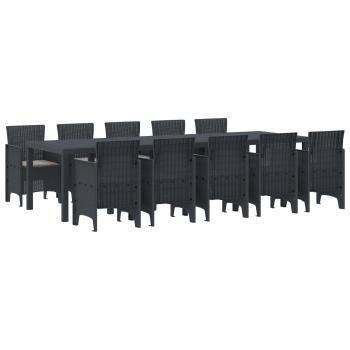 ARDEBO.de - Garten Essgruppe 11 pcs Anthrazit 300 x 100 x 73 cm Poly Rattan