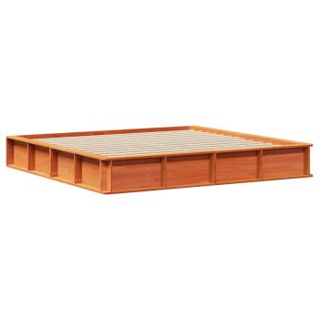 Bettgestell mit Speicher Wachsbraun 200 x 200 cm Holz