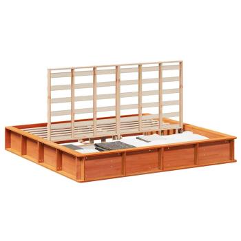 Bettgestell mit Speicher Wachsbraun 200 x 200 cm Holz
