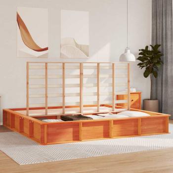 Bettgestell mit Speicher Wachsbraun 200 x 200 cm Holz