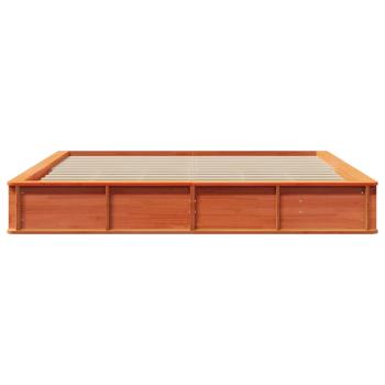 Bettgestell mit Speicher Wachsbraun 200 x 200 cm Holz