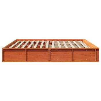 Bettgestell mit Speicher Wachsbraun 200 x 200 cm Holz