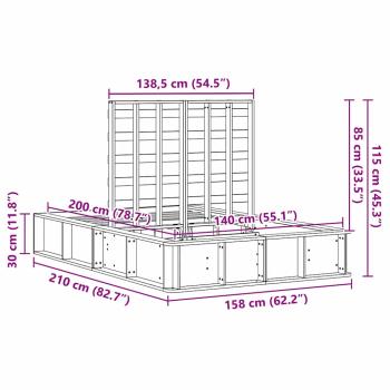 Bettgestell mit Speicher Wachsbraun 140 x 200 cm Massivholz