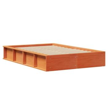 Bettgestell mit Speicher Wachsbraun 140 x 200 cm Massivholz