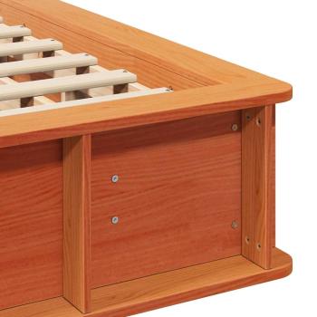 Bettgestell mit Speicher Wachsbraun 140 x 200 cm Massivholz