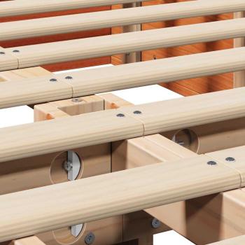 Bettgestell mit Speicher Wachsbraun 120 x 200 cm Massivholz