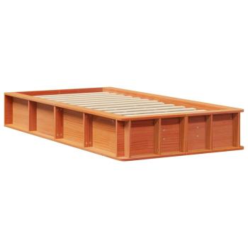 Bettgestell mit Speicher Wachsbraun 100 x 200 cm Holz