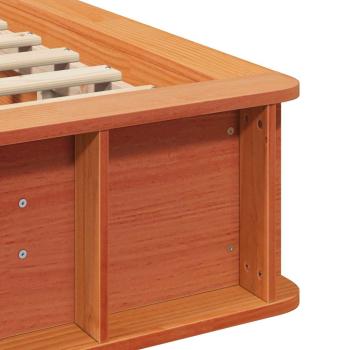 Bettgestell mit Speicher Wachsbraun 90 x 200 cm Holz