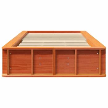 Bettgestell mit Speicher Wachsbraun 80 x 200 cm Holz