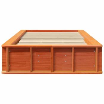 Bettgestell mit Speicher Wachsbraun 90 x 190 cm Massivholz