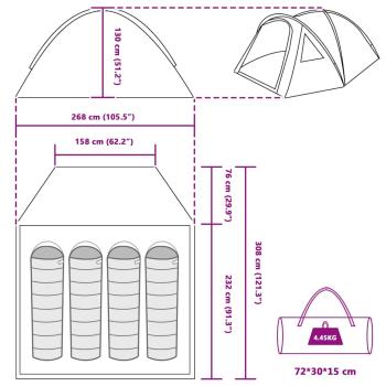 Zelt mit Dach Grau und Orange Groß Polyester und Fiberglas