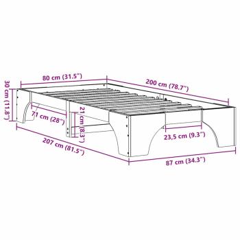 Bettgestell Wachsbraun 80 x 200 cm Massivholz Kiefer