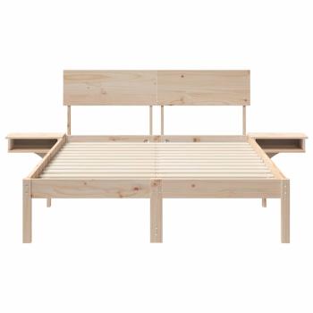 Bettgestell mit Nachttischen mit Kopfteil Braun 135 x 190 cm