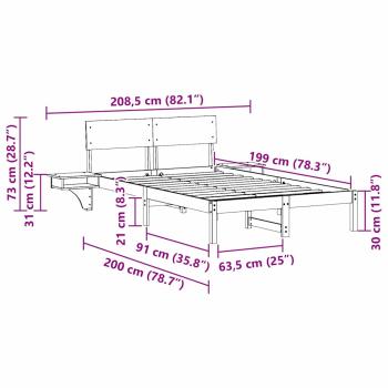 Bettgestell mit Nachttischen mit Kopfteil Weiß 135 x 190 cm
