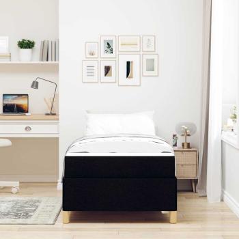 Boxspringbett Schwarz und Braun und Weiß 80 x 200 cm Stoff
