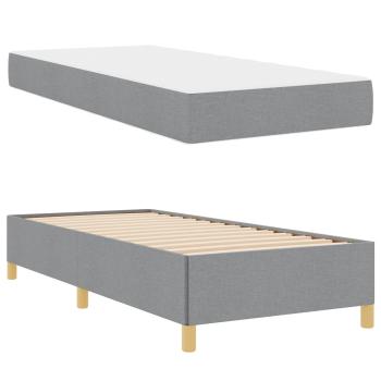 Boxspringbett Sonstiges Hellgrau und Weiß 100 x 200 cm Stoff