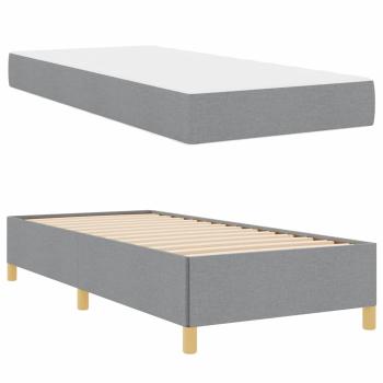 Boxspringbett Sonstiges Hellgrau und Weiß 100 x 200 cm Stoff