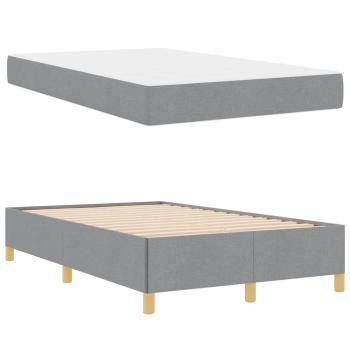 Boxspringbett Hellgrau und Weiß und Hellgrau 120 x 200 cm Stoff