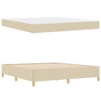 Boxspringbett Schwarz und Braun und Weiß 180 x 200 cm Stoff