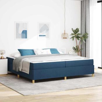 ARDEBO.de - Boxspringbett Blau und Dunkelblau und Weiß 200 x 200 cm Stoff