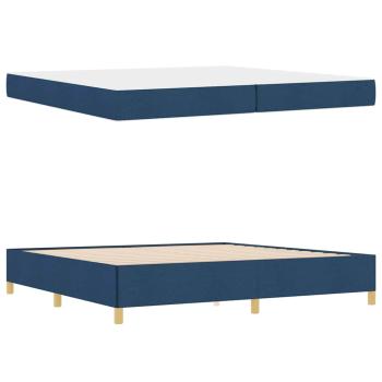 Boxspringbett Blau und Dunkelblau und Weiß 200 x 200 cm Stoff