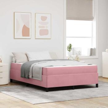 ARDEBO.de - Bettgestell Sonstiges Rosa und Weiß 140 x 190 cm Samt