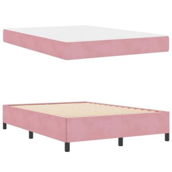 Bettgestell Sonstiges Rosa und Weiß 140 x 190 cm Samt