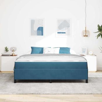 Bettgestell Sonstiges Dunkelblau und Weiß 180 x 200 cm Samt