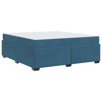 Bettgestell mit Matratze Sonstiges Dunkelblau 180 x 200 cm Samt