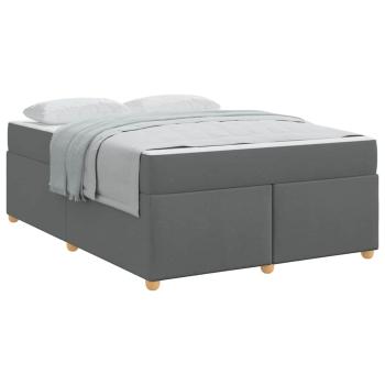 Bettgestell mit Matratze Dunkelgrau 140 x 200 cm Stoff
