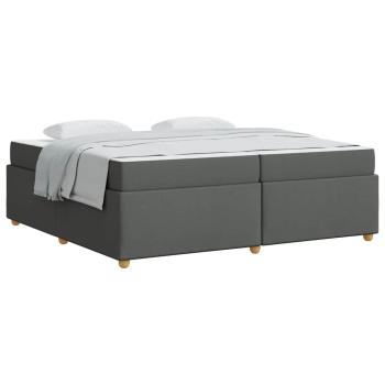 Bettgestell mit Matratze Dunkelgrau 200 x 200 cm Stoff