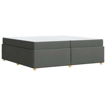 Bettgestell mit Matratze Dunkelgrau 200 x 200 cm Stoff