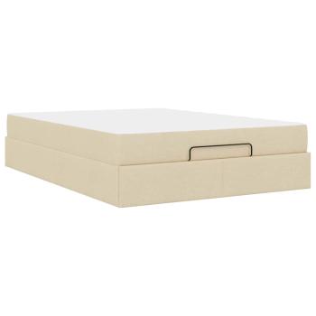Bettgestell Sonstiges mit Speicher Creme 140 x 200 cm Stoff