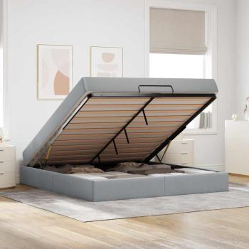 Bettgestell Sonstiges mit Speicher Hellgrau 180 x 200 cm Stoff