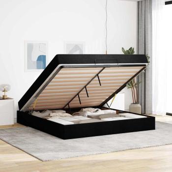 Bettgestell Sonstiges mit Speicher Schwarz 180 x 200 cm Stoff