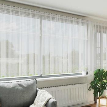 ARDEBO.de - Spitzenvorhang mit Vorhängen Floral Weiß 400 x 180 cm Polyester